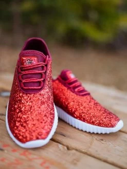 Mango Glitter Bomb Sneakers Adult And Children - Red On White