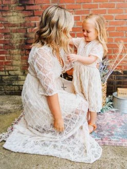 D & J Industries Girls Angel Eyes Dress - Ivory