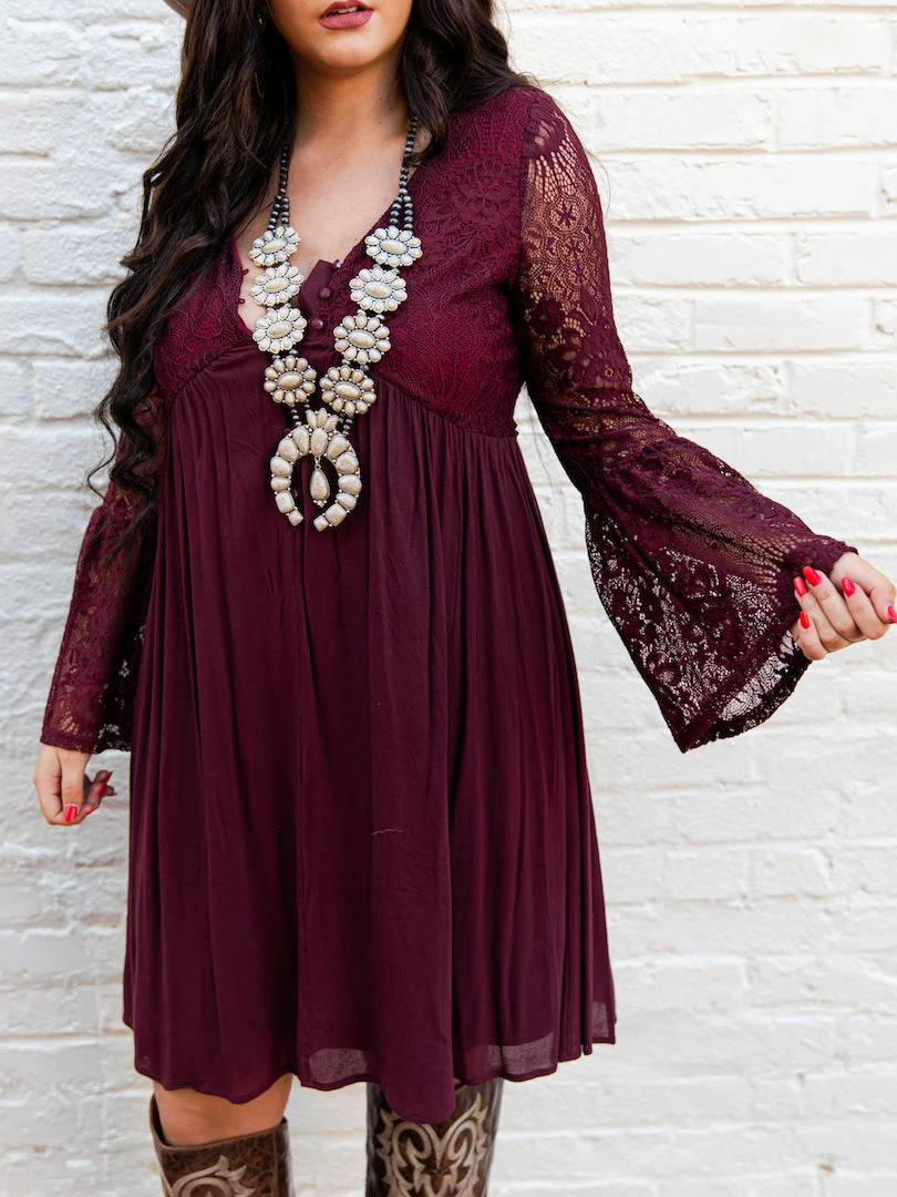 D & J Industries The Delilah Bohemian Dress - Purple