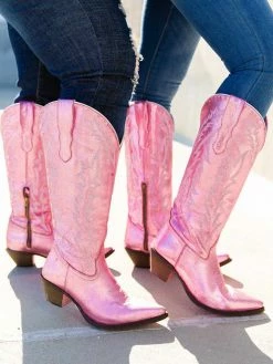Prachi Leather PREORDER Just Call Me Dolly Pink Cowgirl Boots - Wide Calf Pre-Orders