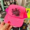 FayCo Neon Pink Beach Please Trucker Hat Summer Fried Swimwear