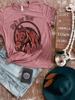 Miss Mud Pie Clothing Aint My First Rodeo Tee - Mauve