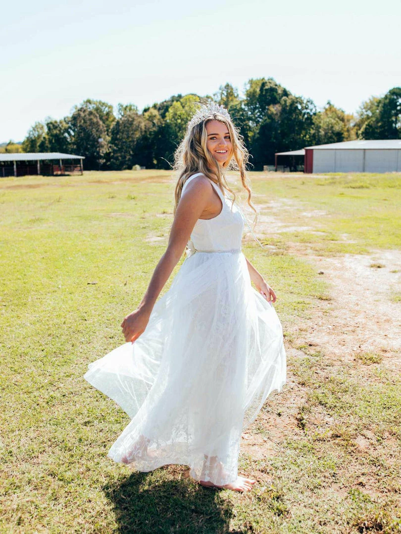 D & J Industries Bridal Lace Long Dress