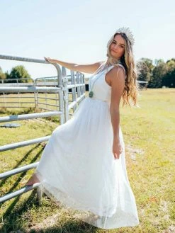 D & J Industries Bridal Lace Long Dress
