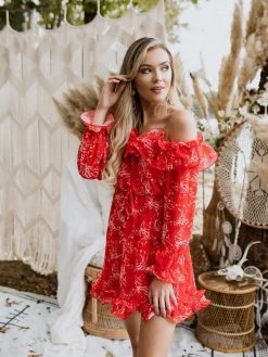 Southern Fried Chics Burnin Love Off Shoulder Dress