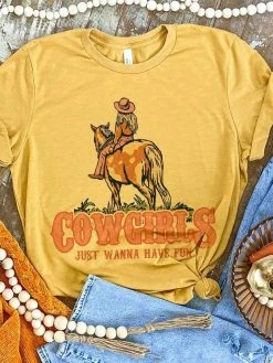 Miss Mud Pie Cowgirls Just Wanna Have Fun Tee - Mustard Clothing