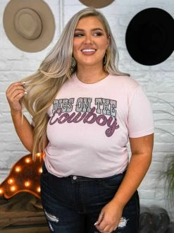Bling-A-Gogo Dibs On The Cowboy Tee - Faded Pink
