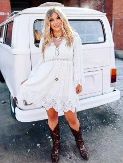 D & J Industries Sale! Eyes On You Dress - White