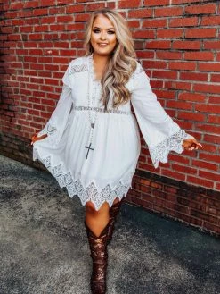 D & J Industries Sale! Eyes On You Dress - White