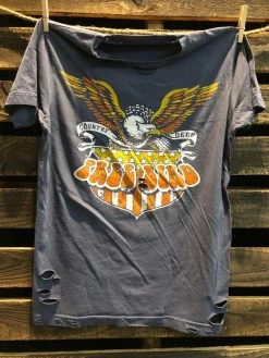 Country Deep Free Bird Shield Distressed Tee Clothing