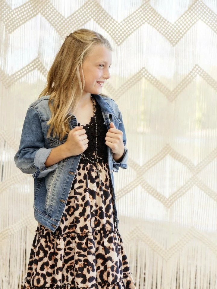 Dongguan Haohoo Clothing CO., Ltd Sale! Girls Southbound Dress - Black Top With Leopard Skirt