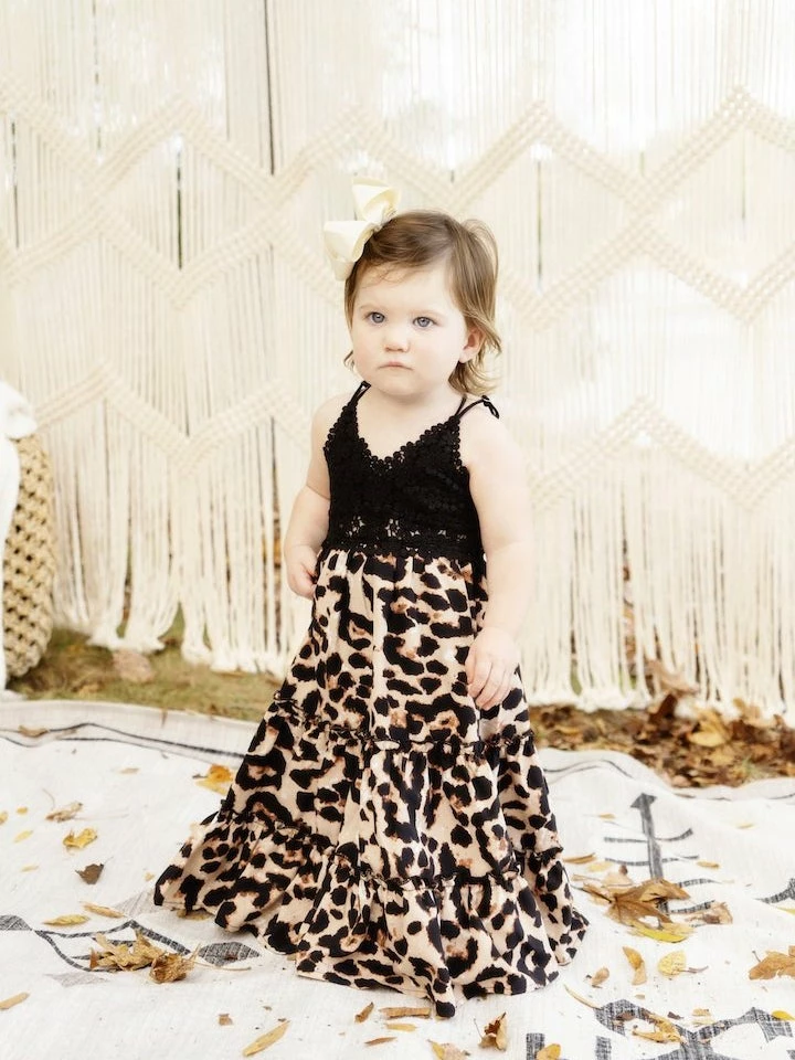 Dongguan Haohoo Clothing CO., Ltd Sale! Girls Southbound Dress - Black Top With Leopard Skirt