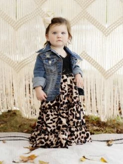 Dongguan Haohoo Clothing CO., Ltd Sale! Girls Southbound Dress - Black Top With Leopard Skirt