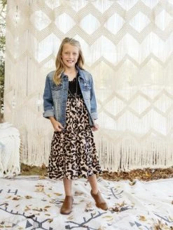 Dongguan Haohoo Clothing CO., Ltd Sale! Girls Southbound Dress - Black Top With Leopard Skirt