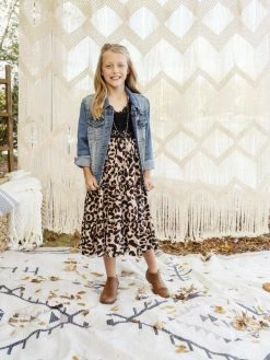 Dongguan Haohoo Clothing CO., Ltd Sale! Girls Southbound Dress - Black Top With Leopard Skirt