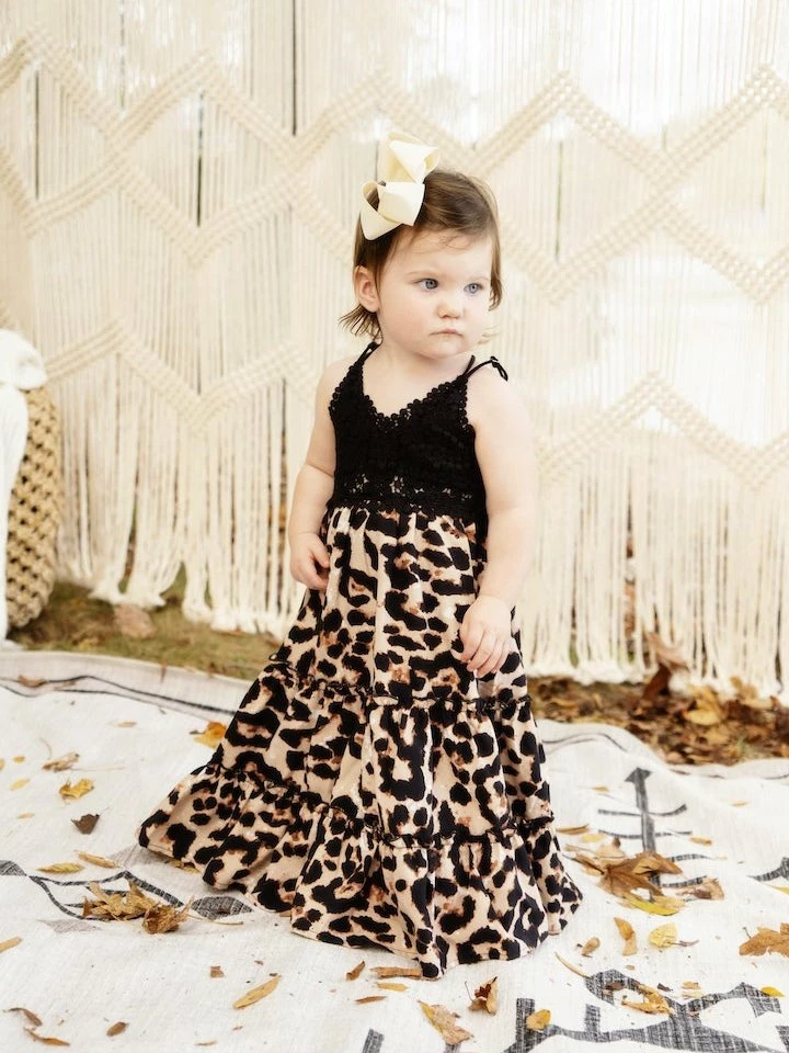 Dongguan Haohoo Clothing CO., Ltd Sale! Girls Southbound Dress - Black Top With Leopard Skirt