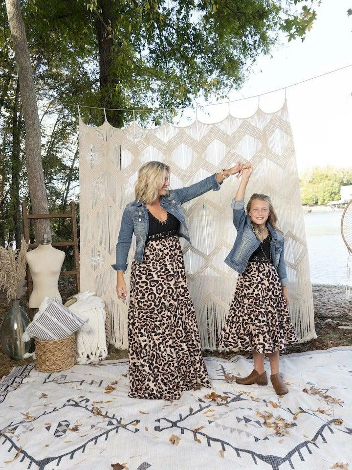 Dongguan Haohoo Clothing CO., Ltd Sale! Girls Southbound Dress - Black Top With Leopard Skirt