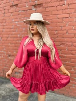 Dongguan Haohoo Clothing CO., Ltd Hard To Forget Dress - Burgundy Sale!