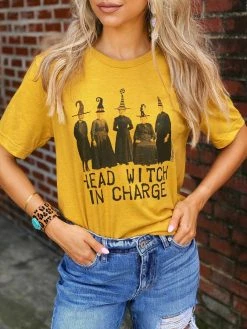 Miss Mud Pie Head Witch In Charge Tee - Mustard