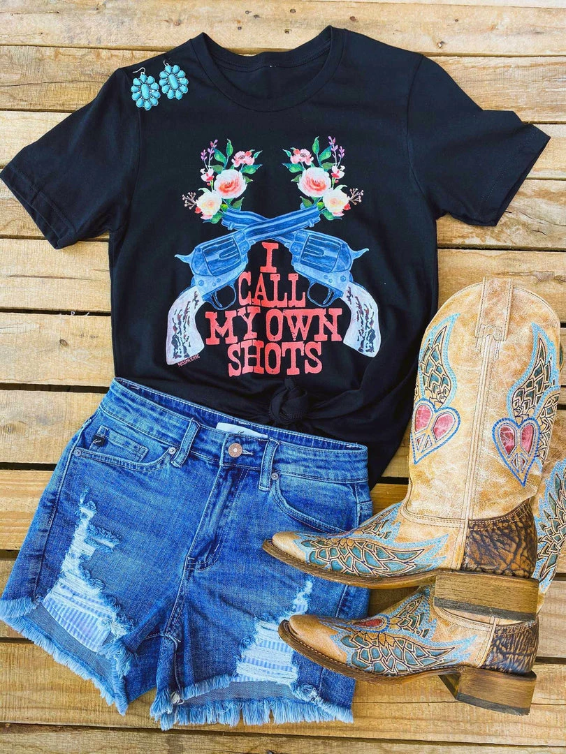 Miss Mud Pie Tees I Call My Own Shots Tee - Black