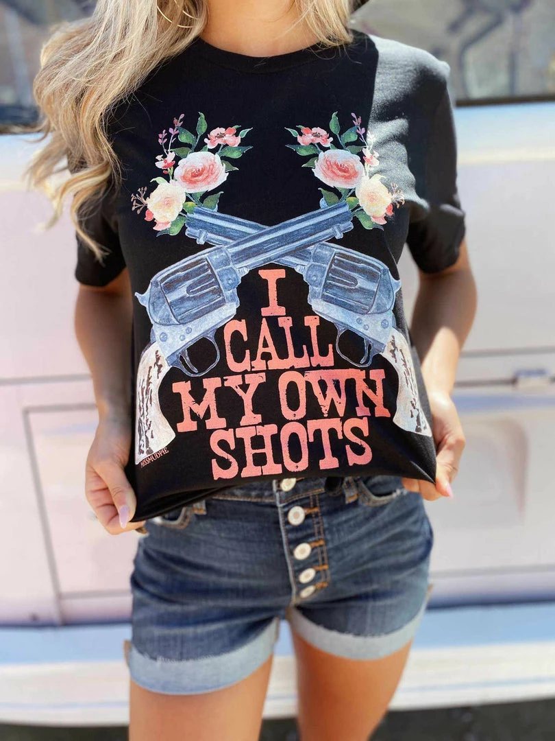 Miss Mud Pie Tees I Call My Own Shots Tee - Black