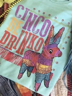 Miss Mud Pie Clothing Cinco De Drinko T-shirt - Mint