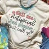 Miss Mud Pie Call Me Antisocial T-shirt - Cream