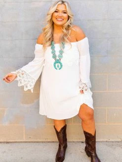 D & J Industries Lace Talk About It Tunic Dress - White