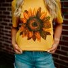 Miss Mud Pie Tees Leopard Sunflower Tee - Mustard