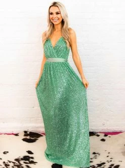 D & J Industries Sale! Livin' The Dream Dress - Mint Sequin
