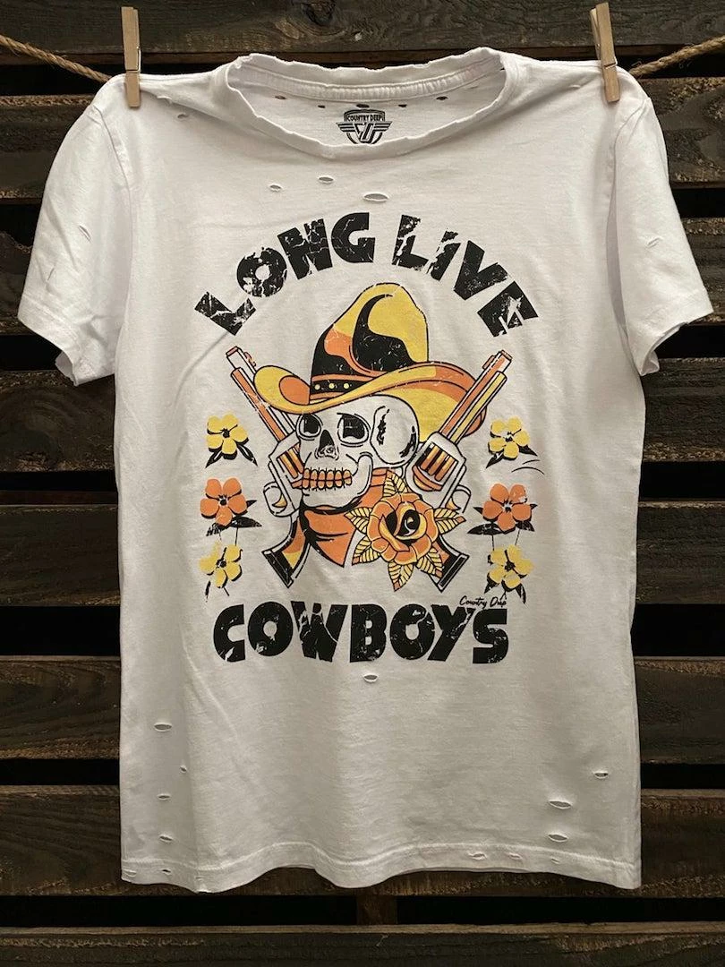 Country Deep Long Live Cowboys Distressed Tee