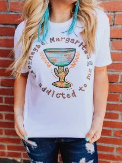 Miss Mud Pie Maybe Margaritas Are Addicted To Me Tee - White Tees