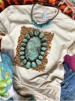 Miss Mud Pie Must Be Leopard And Turquoise Tee