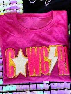 Bling-A-Gogo New Arrivals Pink Cowgirl Patch T-shirt - Pink