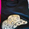 Bling-A-Gogo Cowgirl Star Patch T-shirt - Black Clothing