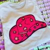 Bling-A-Gogo Summer Fried Swimwear Neon Cowgirl Star Patch T-shirt - White