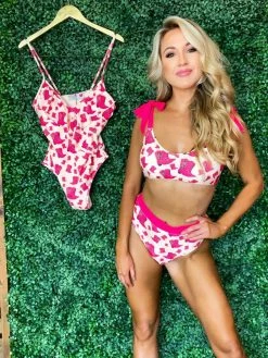 Sylon Fashion Co, Ltd Bikini Bottom High Waisted Hot Pink Cowgirl Boots