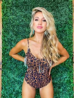 Sylon Fashion Co, Ltd New Arrivals One Piece Leopard Fringe Swimsuit