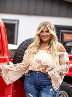 D & J Industries Co., LTD. Sequin Talk About It — Bell Sleeve Top In Rose Gold