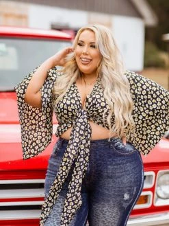 D & J Industies Co., LTD. Clothing Bring The Sass Crop Top - Black Leopard