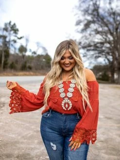 D & J Industries Lace Talk About It — Lace Top In Red