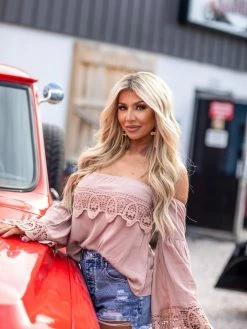 D & J Industries Lace Talk About It Top - Latte New Arrivals