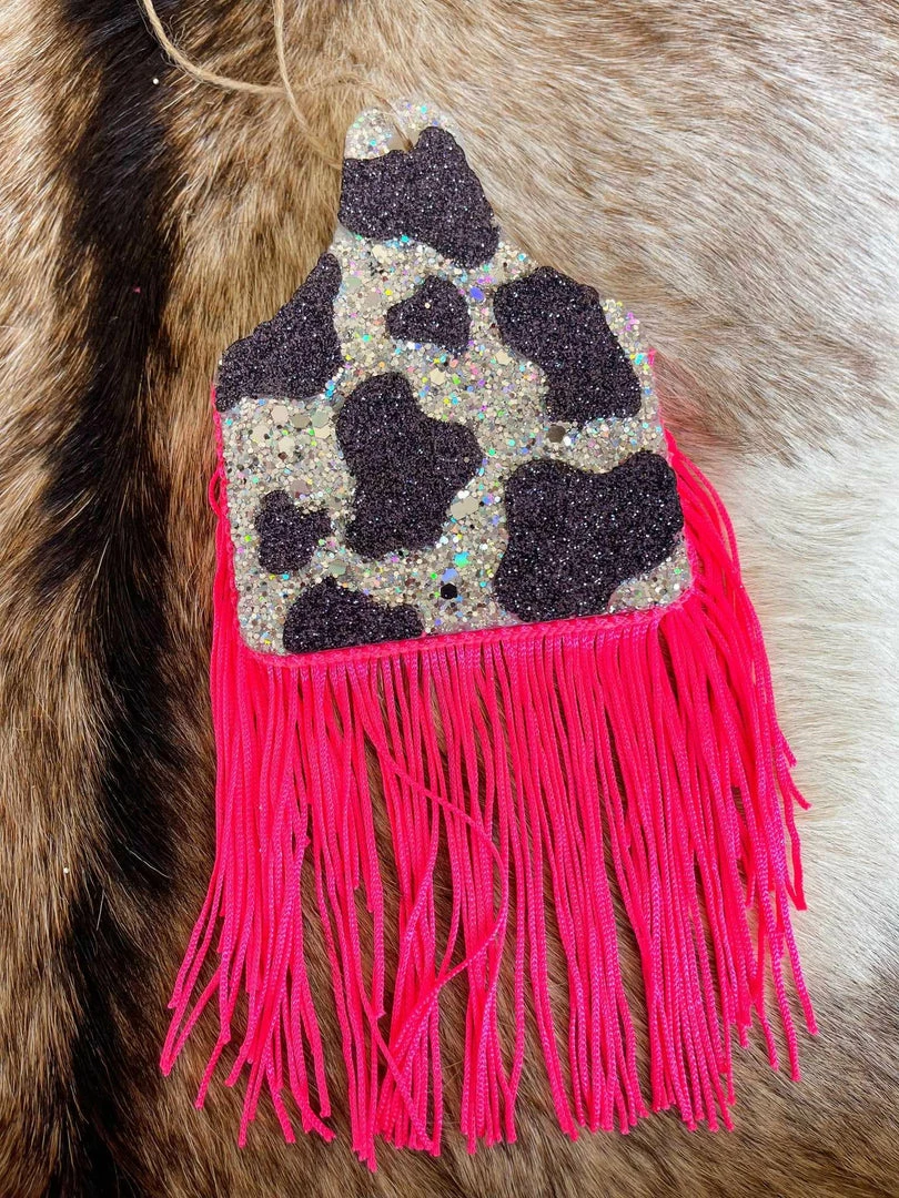 Southern Custom Designs Neon Fringe Cow Tag Freshie Accessories