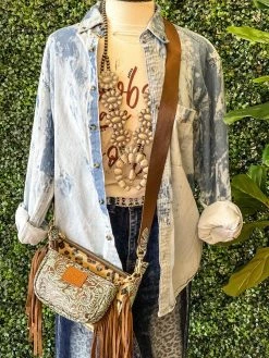 Raisin Arrows Skull And Sunflower Denim Shirt