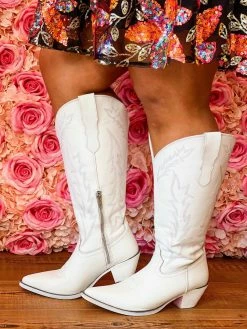 Prachi Leather PREORDER Loretta Boot - White - Wide Calf