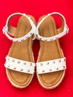 Olem Shoe Corporation New Arrivals Stoned In White Platform Sandals