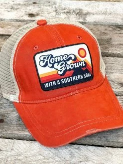 Southern Grace New Arrivals Home Grown With A Southern Soul Burnt Orange With Beige Mesh Hat