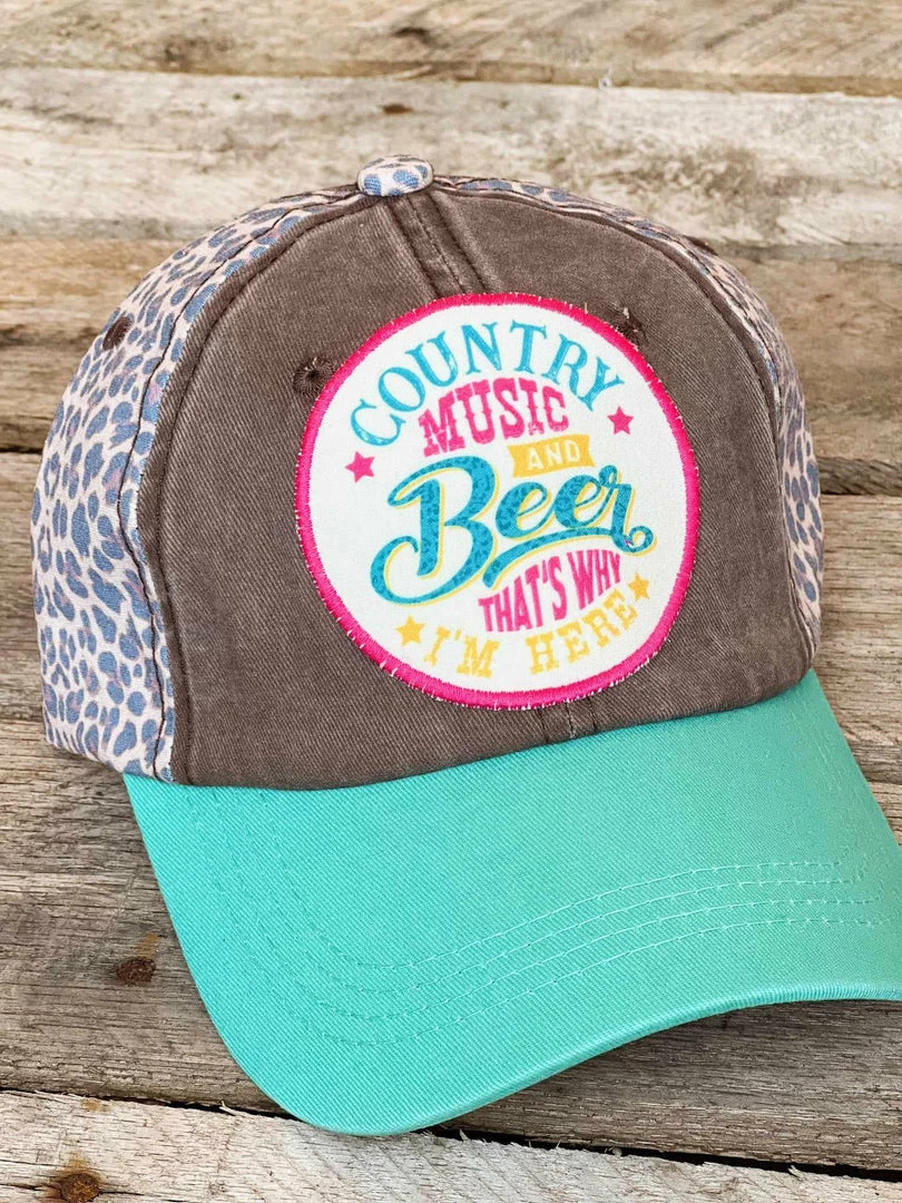 Southern Grace Country Music And Beer That's Why I'm Here Patch Hat