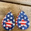 Southern Grace Stars Stripes & Lots Of Sparkles Tear Drop Earrings