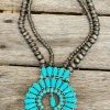 Southern Grace Turquoise Squash Blossom Silver Beaded Necklace New Arrivals